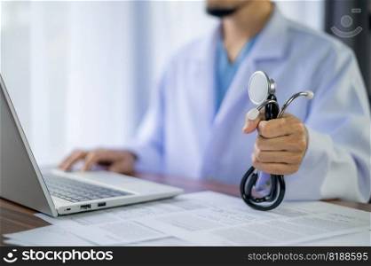 online health consultant concept, Doctor using computer online health consultant for patient at stay home using by technology communication online conversation, online health consultant for hospital