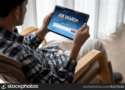 Online job search on modish website for worker to search for job opportunities on the recruitment internet network. Online job search on modish website for worker to search for job opportunities