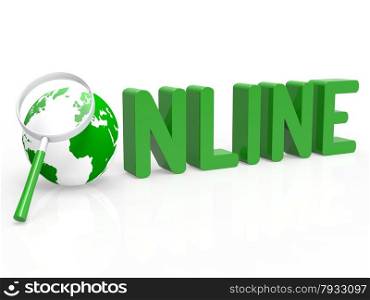 Online Magnifier Indicating World Wide Web And Web Site
