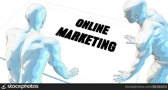 Online Marketing Discussion and Business Meeting Concept Art. Online Marketing