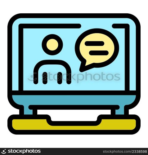 Online marketing icon. Outline online marketing vector icon color flat isolated. Online marketing icon color outline vector