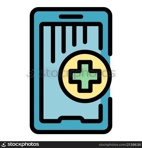 Online medical service icon. Outline online medical service vector icon color flat isolated. Online medical service icon color outline vector
