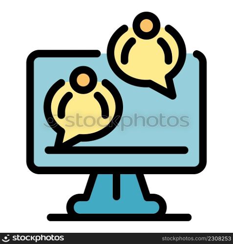 Online meeting icon. Outline online meeting vector icon color flat isolated. Online meeting icon color outline vector