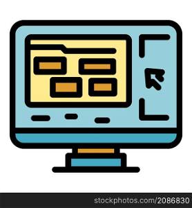 Online monitor interaction icon. Outline online monitor interaction vector icon color flat isolated. Online monitor interaction icon color outline vector
