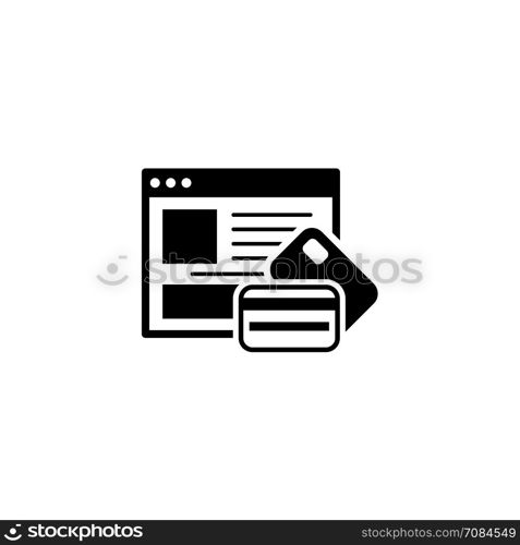 Online Payment Icon.. Online Payment Icon. Flat Design. Business Concept. Isolated Illustration with Web Page and Bank Cards