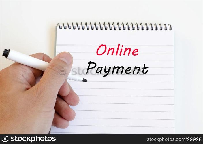 Online payment text concept write on notebook