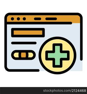 Online pharmacy icon. Outline online pharmacy vector icon color flat isolated. Online pharmacy icon color outline vector