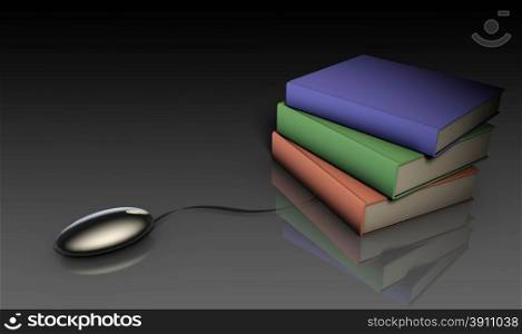 Online Research Concept Using Web Mouse and Books. Online Research