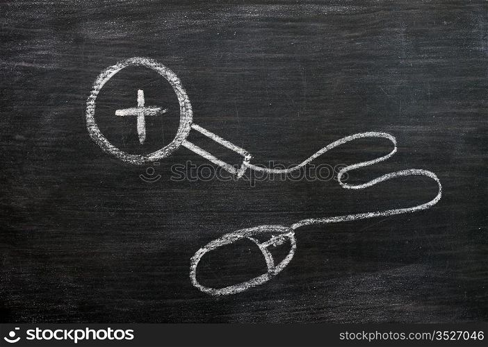Online search concept drawn with chalk on a blackboard