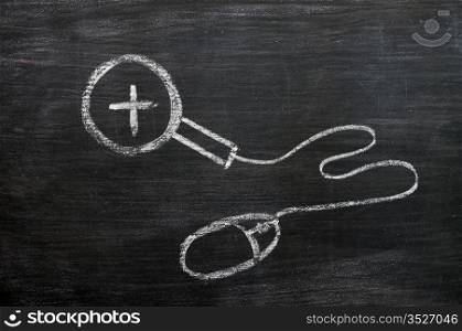 Online search concept drawn with chalk on a blackboard