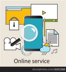 Online services concept. Web design, design, e-commerce, marketing. . Web design, design, e-commerce, marketing. illustration. Online services concept.