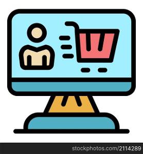 Online shop customer icon. Outline online shop customer vector icon color flat isolated. Online shop customer icon color outline vector