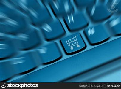 Online Shopping Concept - Detail of Key With Cart Symbol on Keyboard