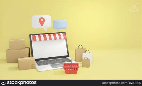 online shopping concept,e-commerce, 3D rendering 3D illustration