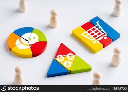 Online shopping icon on colorful jigsaw puzzle for global concept