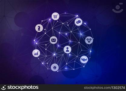 Online shopping icon with globe for global concept for abstract background
