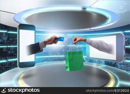 Online shopping through buying from internet. The online shopping through buying from internet