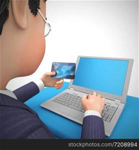 Online shopping with a credit card for internet purchases. Electronic payments for e-commerce - 3d illustration