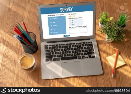 Online survey form for modish digital information collection on the internet network. Online survey form for modish digital information collection
