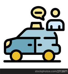 Online taxi icon. Outline online taxi vector icon color flat isolated. Online taxi icon color outline vector