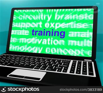Online Training Computer Message Shows Web Learning. Online Training Computer Message Showing Web Learning