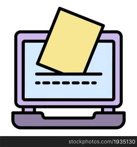 Online vote mail icon. Outline online vote mail vector icon color flat isolated. Online vote mail icon color outline vector