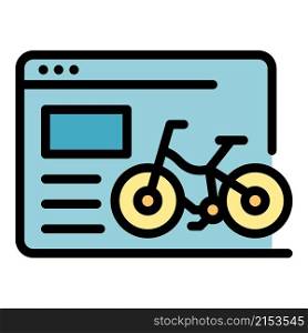 Online web bike rent icon. Outline online web bike rent vector icon color flat isolated. Online web bike rent icon color outline vector