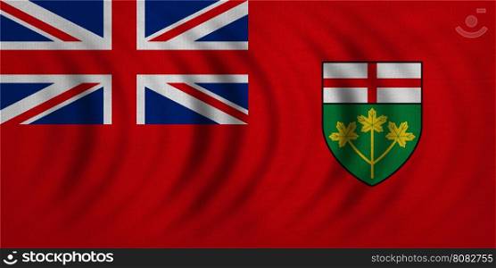 Ontarian provincial flag, patriotic element and official symbol. Canada banner and background. Correct colors. Flag of the Canadian province of Ontario wavy fabric texture, accurate size, illustration