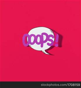 oops lettering hand drawn speech bubble red backdrop