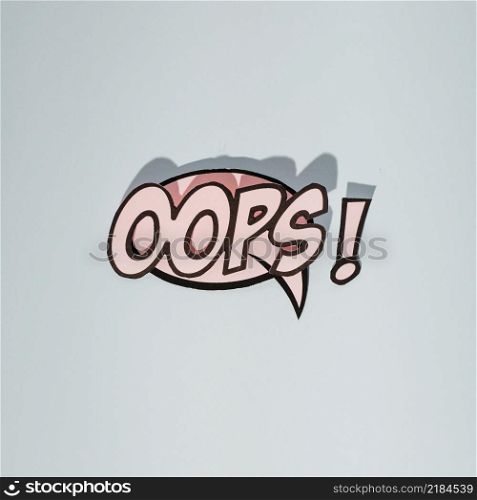 oops message comic bubble speech cartoon expression illustration gray background