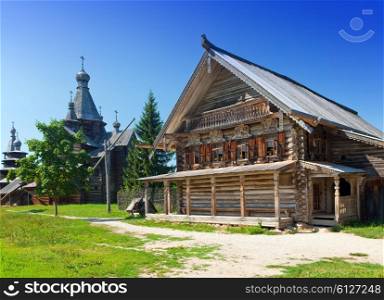 Open-air museum of ancient wooden architecture. Russia. Vitoslavlitsy, Great Novgorod.