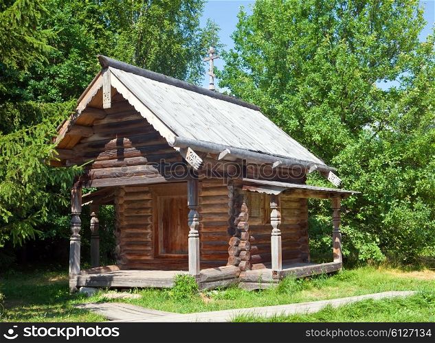 Open-air museum of ancient wooden architecture. Russia. Vitoslavlitsy, Great Novgorod.Chapel