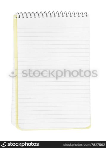 Open and blank pages of a notebook/notepad, isolated on white background.