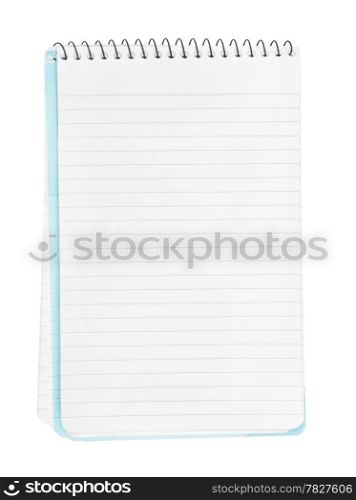 Open and blank pages of a notebook/notepad, isolated on white background.