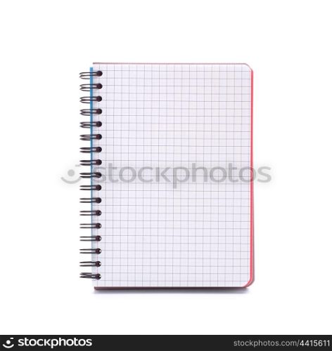 Open blank checked notebook isolated on white background cutout