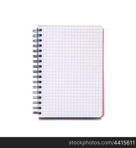 Open blank checked notebook isolated on white background cutout