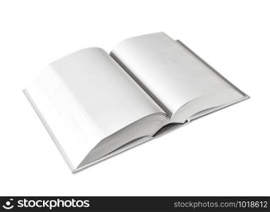 Open blank dictionary, book mockup, isolated on white. Open blank dictionary, book isolated on white
