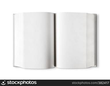 Open blank dictionary, book mockup, isolated on white. Top view. Open blank dictionary, book isolated on white