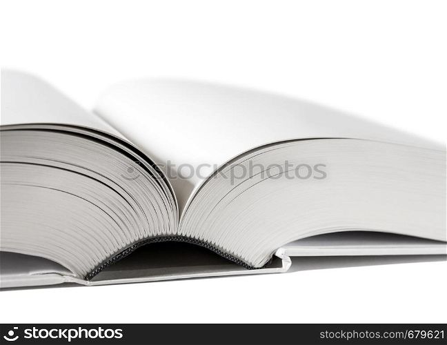 Open blank dictionary, book mockup on white background. Open blank dictionary, book on white background