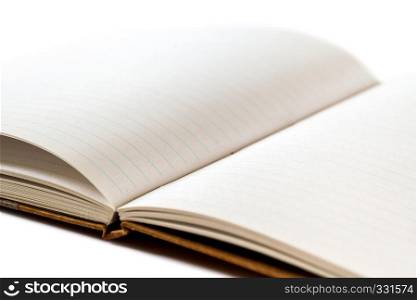 Open blank notebook mockup closeup view. Open blank notebook closeup view