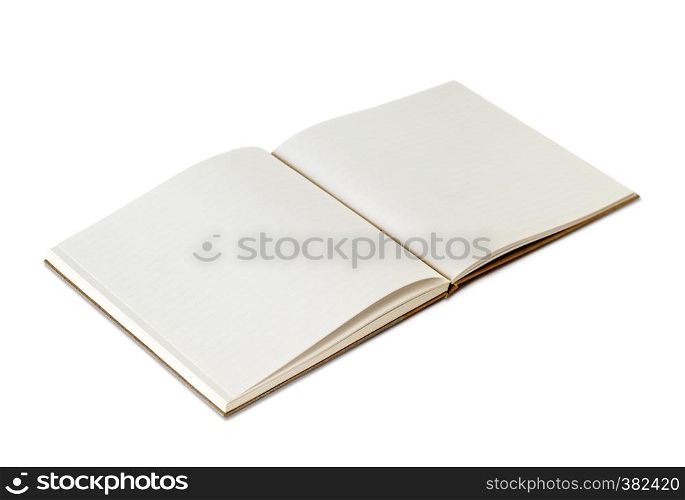 Open blank notebook mockup, isolated on white. Open blank notebook isolated on white
