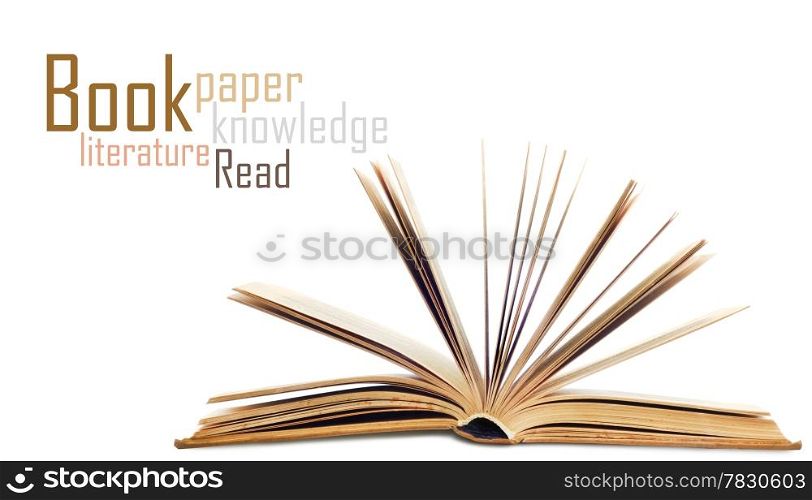 Open book isolated on white background