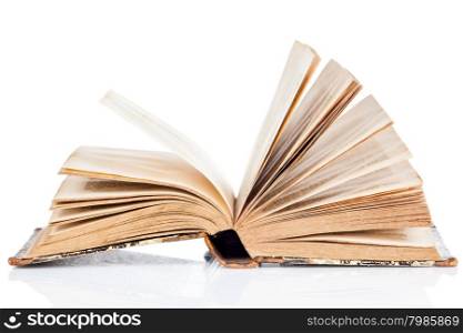 open book on white background. old book