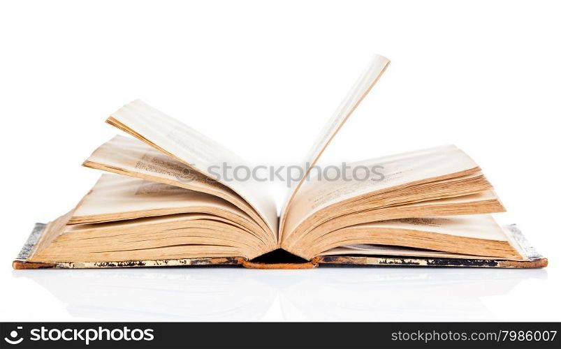open book on white background. old book