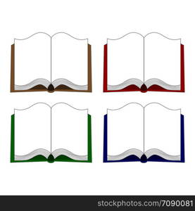 Open book vector icons in a flat style. Study and knowledge, library and education, science and literature. Vector Illustration. Open Book Vector Icons in Cartoon Style. Study and knowledge, library and education, science and literature. Vector Illustration for Your Design.