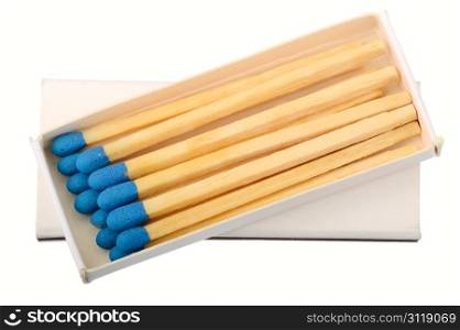Open box of matches, isolated on a white background