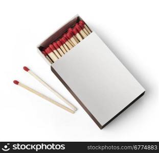Open Box of Matches With Copy Space Isolated on White Background.with clipping path