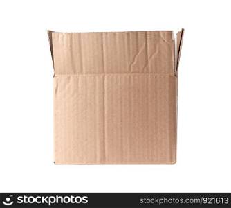 open brown rectangular box of cardboard on a white background, packaging for goods