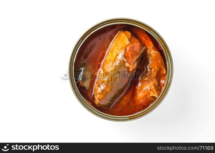 open can of sardines in tomato sauce