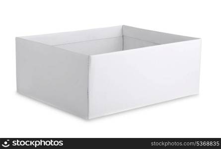 Open cardboard white box isolated on white